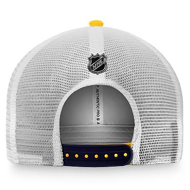 Men's Fanatics Branded Gold/Gray Nashville Predators Authentic Pro Rink Trucker Snapback Hat