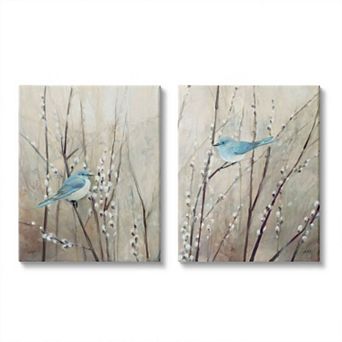 Stupell Home Decor Peaceful Perched Blue Birds Animal Canvas Wall Art