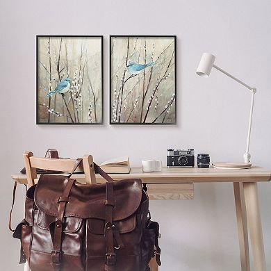Stupell Home Decor Peaceful Perched Blue Birds Animal Framed Wall Art