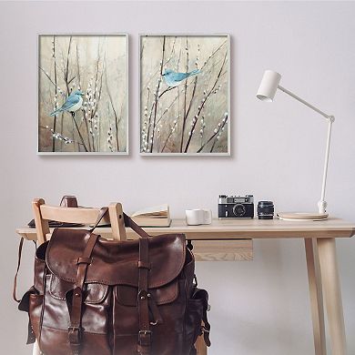 Stupell Home Decor Peaceful Perched Blue Birds Animal Framed Wall Art