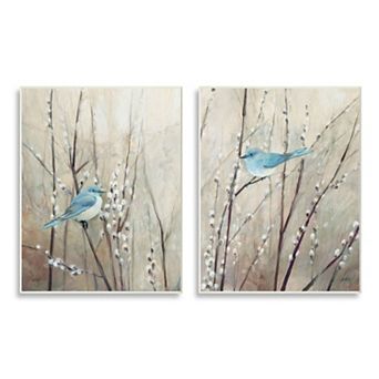 Stupell Home Decor Peaceful Perched Blue Birds Animal Plaque Wall Art
