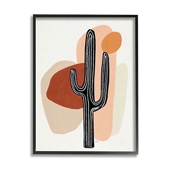 Stupell Home Decor Western Terracotta Desert Cactus Plant Black Framed Wall Art