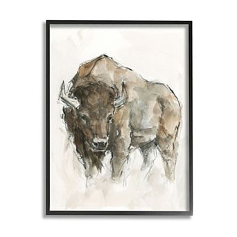 Stupell Home Decor Western American Buffalo Black Framed Wall Art