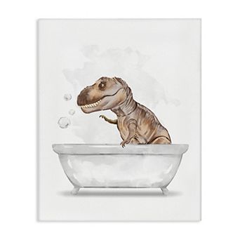 Stupell Home Decor T-Rex Dinosaur Bath Canvas Wall Art