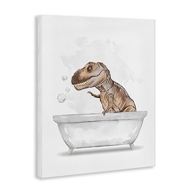 Stupell Home Decor T-Rex Dinosaur Bath Canvas Wall Art