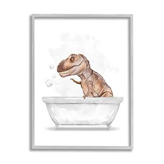 Stupell Home Decor T-Rex Dinosaur in Bubble Bath Framed Wall Art