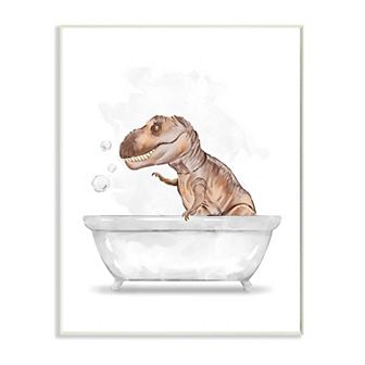 Stupell Home Decor T-Rex Dinosaur in Bubble Bath Wall Art