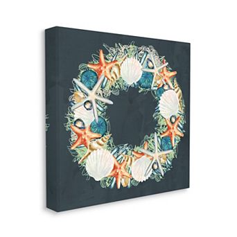 Stupell Home Decor Nautical Sea Shell Wreath Canvas Wall Art