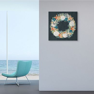 Stupell Home Decor Nautical Sea Shell Wreath Canvas Wall Art