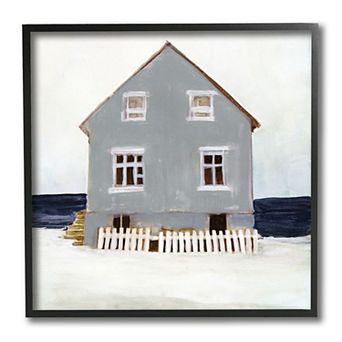 Stupell Home Decor Winter Beach House Framed Wall Art