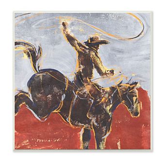 Stupell Home Decor Rustic Western Cowboy Wild Horse Plaque Wall Art