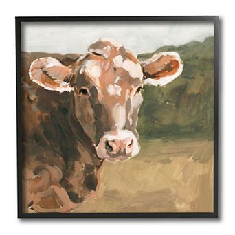 Stupell Home Decor Soft Country Meadow Cow Framed Wall Art