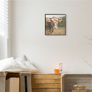 Stupell Home Decor Soft Country Meadow Cow Framed Wall Art