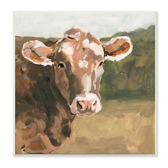 Stupell Home Decor Soft Country Meadow Cow Plaque Wall Art