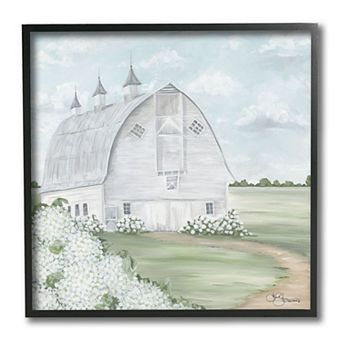 Stupell Home Decor Soft Country Barn Hydrangeas Framed Wall Art