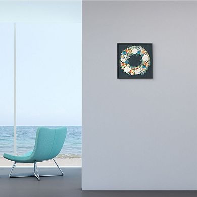 Stupell Home Decor Nautical Sea Shell Wreath Framed Wall Art