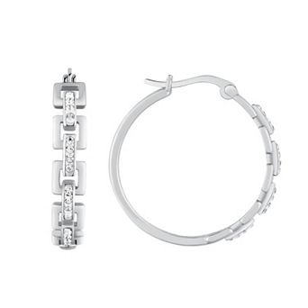Chrystina Crystal Link Center Hoop Earrings