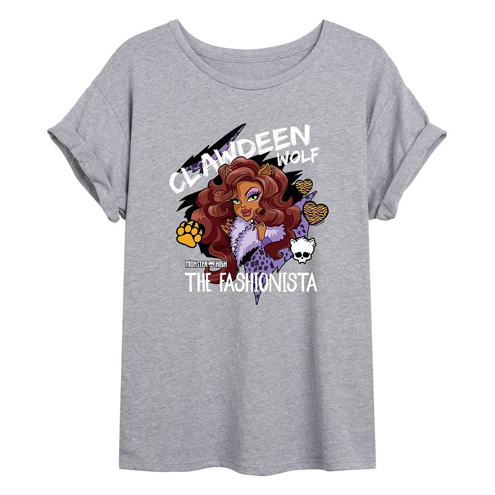 Juniors' Monster High Clawdeen Wolf "Fashionista" Oversized Graphic Tee
