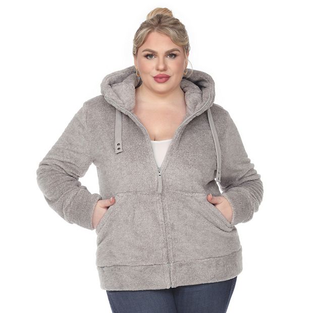 Plus Size White Mark Sherpa Hoodie