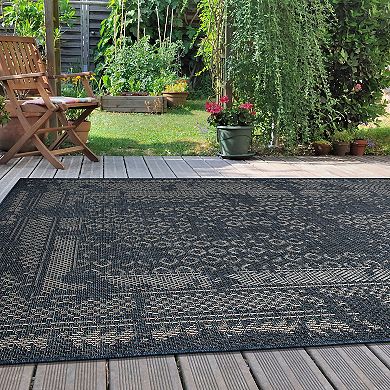 World Rug Gallery Bohemian Border Indoor Outdoor Area Rug