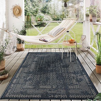 World Rug Gallery Bohemian Border Indoor Outdoor Area Rug