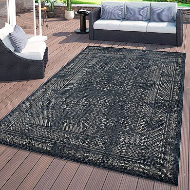 World Rug Gallery Bohemian Border Indoor Outdoor Area Rug