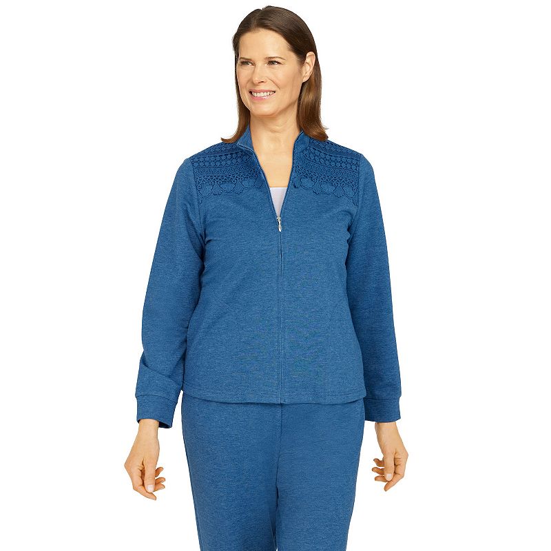 Womens Alfred Dunner Funnelneck Long Sleeve Jacket, Size: XL, Light Blue