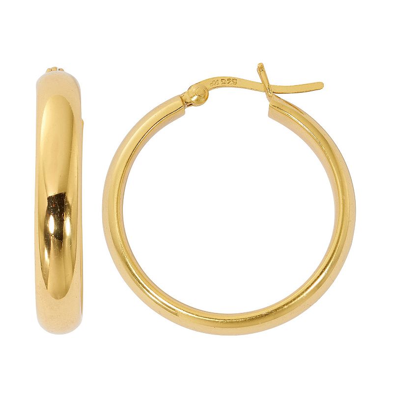 Danecraft 24kt Gold Over Sterling Silver Polished Click Top Hoop Earrings, 