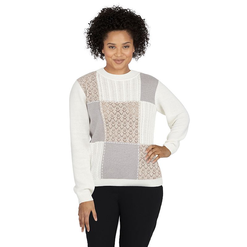 Petite Alfred Dunner Mockneck Long Sleeve Colorblock Sweater, Womens, Size