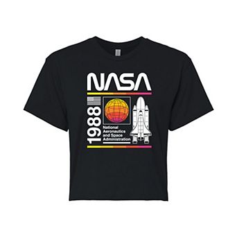 Juniors' NASA Retro 1988 Cropped Graphic Tee