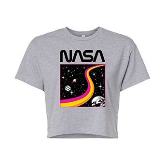 Juniors' NASA Star Field Cropped Graphic Tee