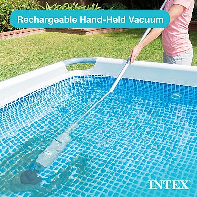 Intex Rechargeable Handheld Above Ground Pool Vacuum Cleaner with 2 Brush Heads
