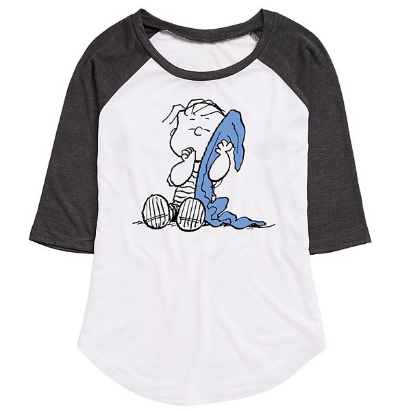 Juniors' Peanuts Linus Blanket Raglan Graphic Tee