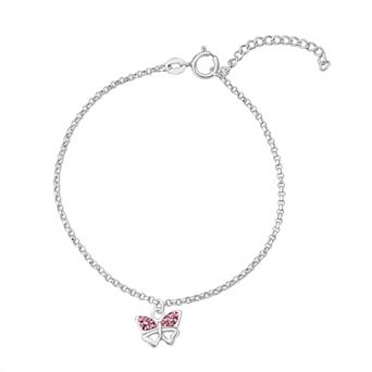 Charming Girl Kids Sterling Silver Crystal Butterfly Bracelet