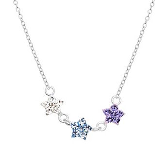 Charming Girl Kids Sterling Silver Crystal Star Necklace