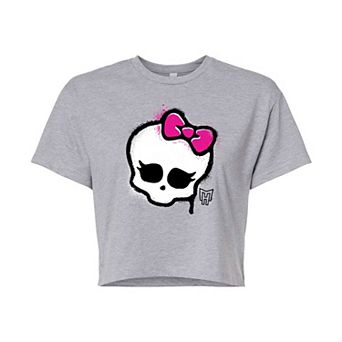 Juniors' Monster High Skull Cropped Graphic Tee