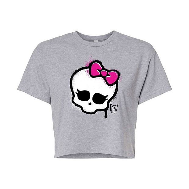 Juniors Monster High Skull Cropped Graphic Tee