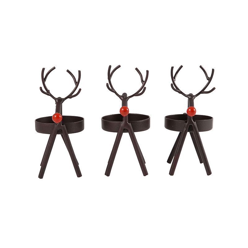 Studio 66 Mini Reindeer Tealight Holders - Set Of 3, Clrs