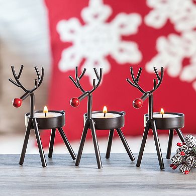 Studio 66 Mini Reindeer Tealight Holders - Set Of 3