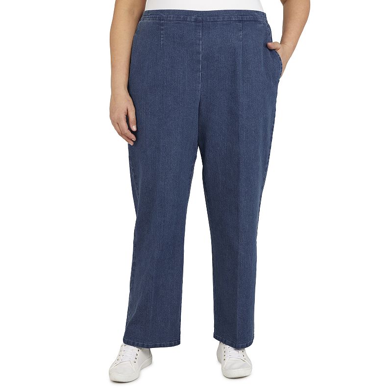 UPC 196389083519 product image for Plus Size Alfred Dunner Straight-Leg Jeans, Women's, Size: 24W Short, Blue | upcitemdb.com