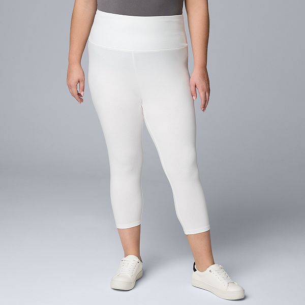 Plus Size Simply Vera Vera Wang High Rise Cotton Shaping Capri Leggings