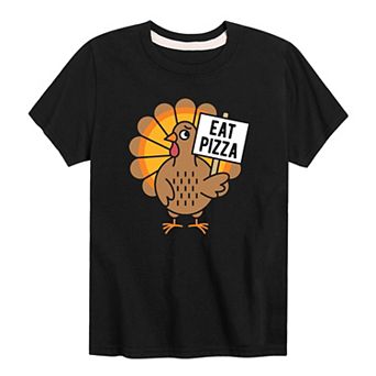 Boys 8-20 Eat Pizza Turkey Thanksgiving Graphic Tee