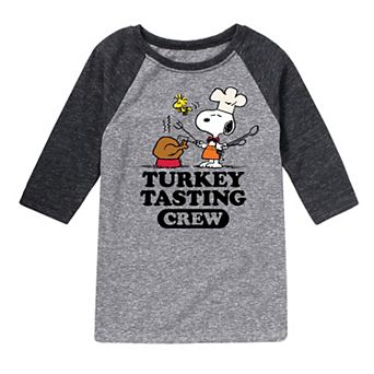 Boys 8-20 Peanuts Turkey Tasting Crew Raglan Graphic Tee