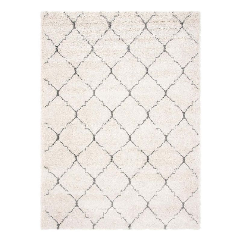 Unique Loom Fractured Rabat Shag Rug, White, 9X12 Ft