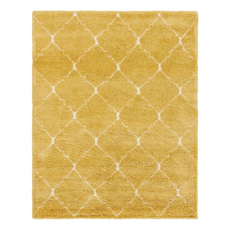 Unique Loom Fractured Rabat Shag Rug, Yellow, 9X12 Ft