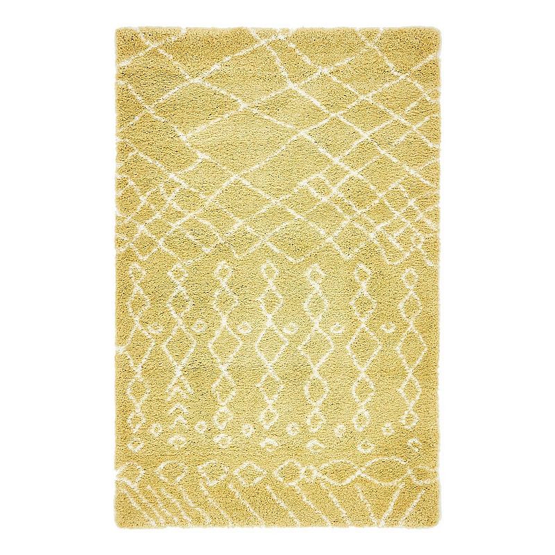 Unique Loom Geometric Rabat Shag Rug, Yellow, 9X12 Ft