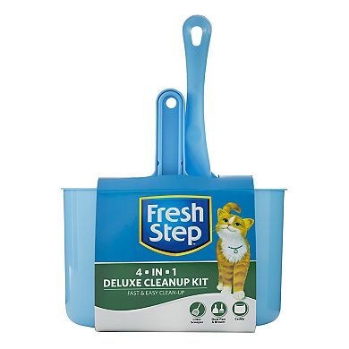 Fresh Step 4 in 1 Deluxe Clean Up Kit Includes: Litter Scooper, Dust Pan & Broom and Caddy - 1 Count