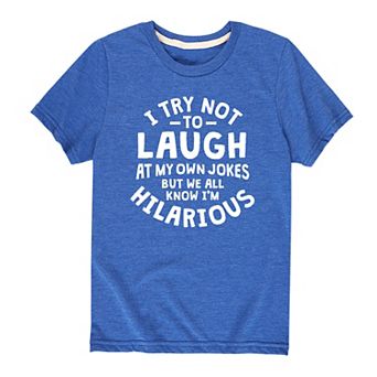 Boys 8-20 Try Not To Laugh At Own Jokes Graphic Tee
