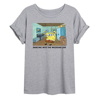 Juniors' SpongeBob "Dancing Into The Weekend" Oversized Graphic Tee
