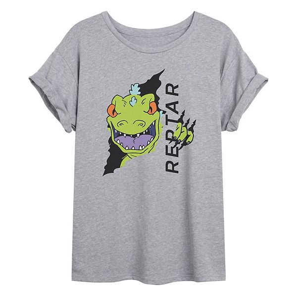 Juniors' Rugrats Reptar Tear Oversized Graphic Tee